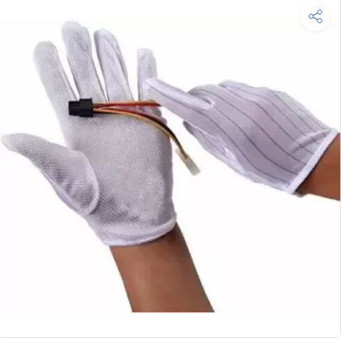 MS. White Rubber ESD Dotted Gloves, For Laboratories